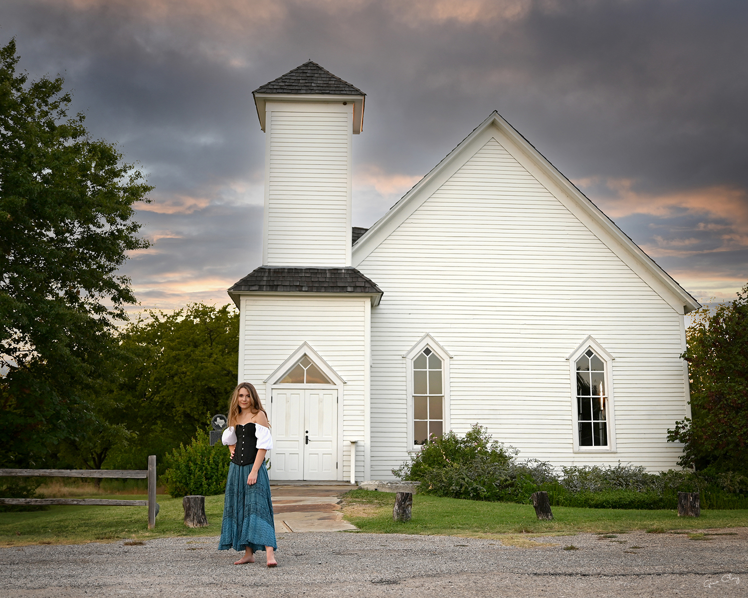 girl in front of church